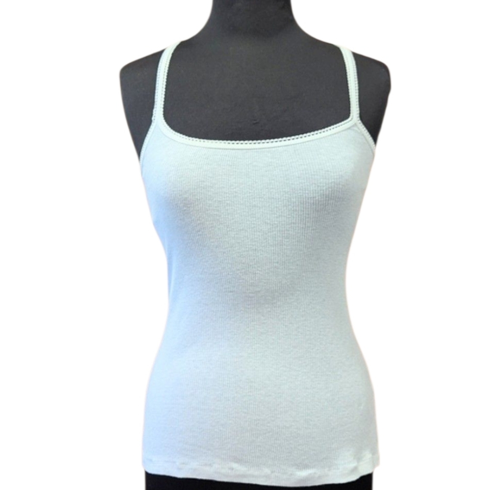 Bozzolo Semi Sheer Baby Tank Classic White Lace Edge Tank Top Elena Bella Retro
